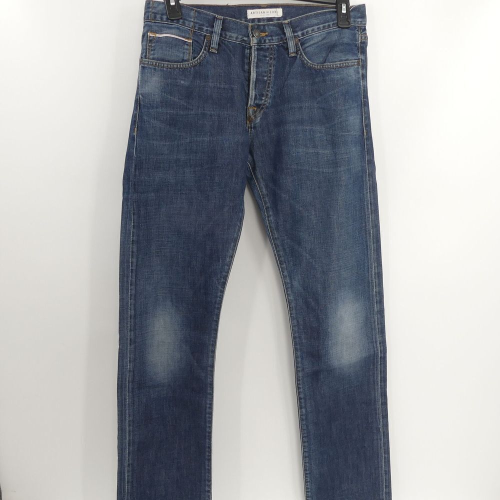 Artisan de Luxe‎ Dark Selvedge Straight Leg Button Fly Jeans 31 x 35 AMD080F13